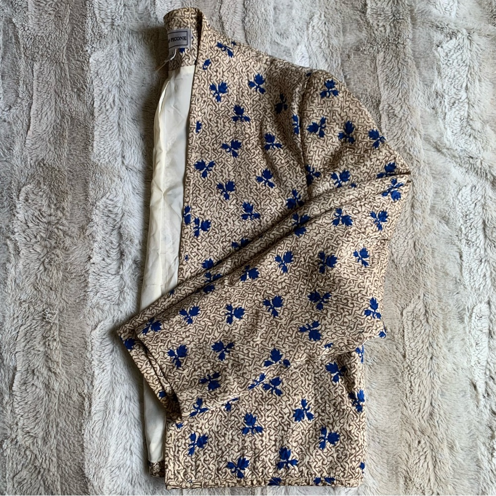 Vintage Printed Silk Open Jacket